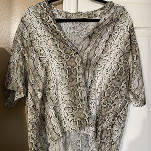 PULL&BEAR cream snake print button down shirt